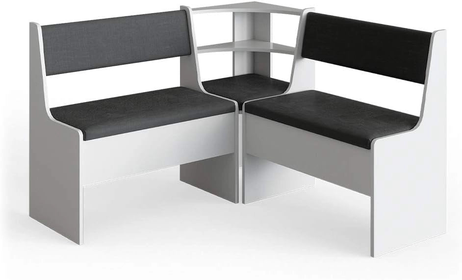 Gruppo panca ad angolo Roman, Bianco, 120 x 120 cm Senza tavolo, adatto per il posizionamento ad angolo in cucine e sale da pranzo