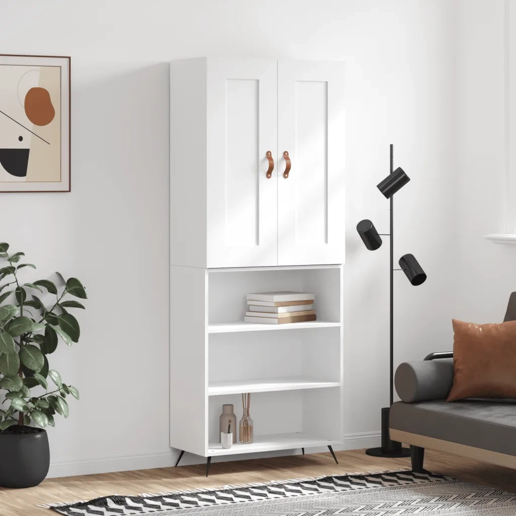 Credenza | Madia | Buffet da pranzo | Armadio da pranzo Bianca 69,5x34x180 cm in Legno Multistrato