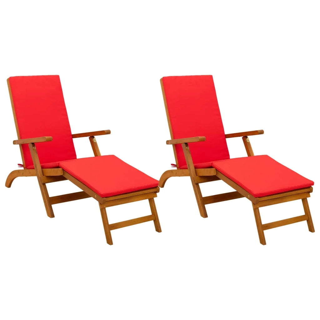 Lettino prendisole reclinabile e pieghevole 2 pcs Rosso