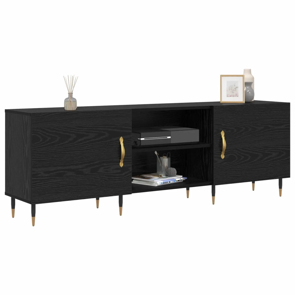 Mobile TV Rovere nero 150 x 30 x 50 cm Legno multistrato 879594