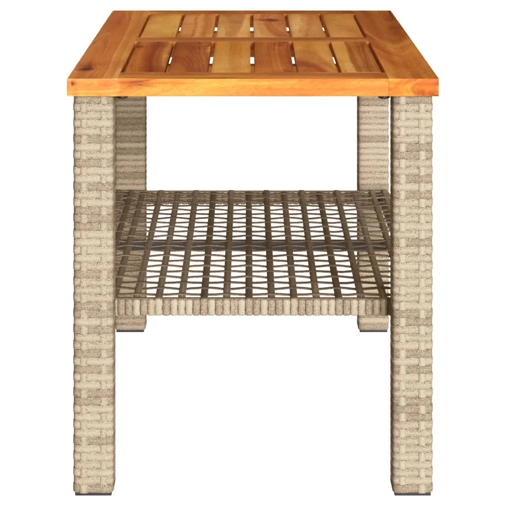 Tavolo da Giardino Beige 70x38x42 cm Polyrattan e Legno Acacia 366272