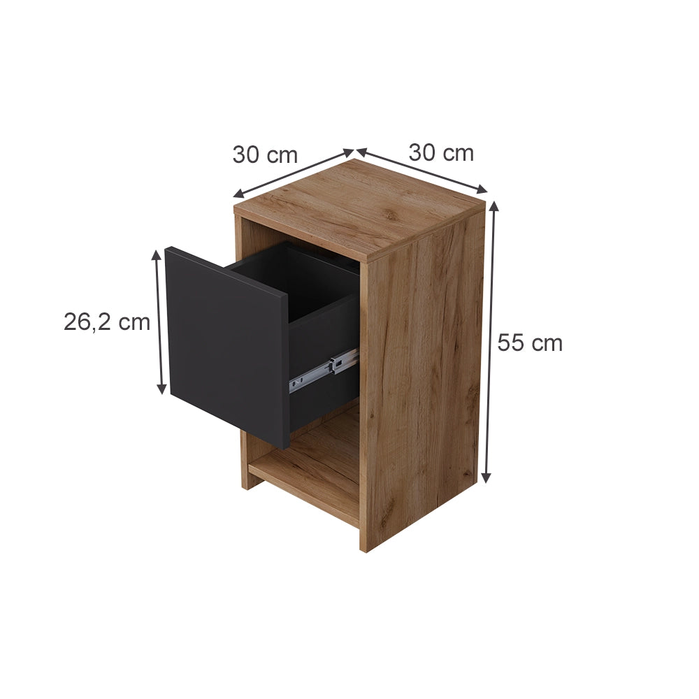Vicco Comodino Quercia dorata/antracite Set di 2