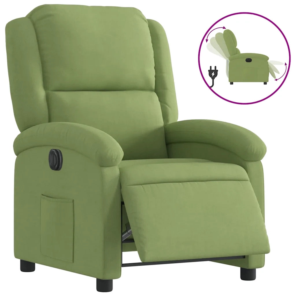 Divano Sedia-Poltrona Reclinabile Elettrica Verde Chiaro in Velluto 755005