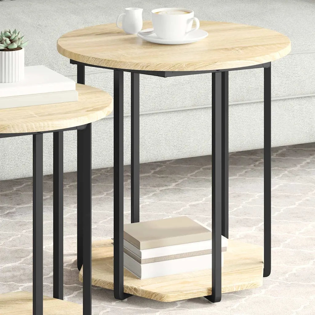 Set tavolini con lo scaffale 2 pz | Tavolo laterale Marrone