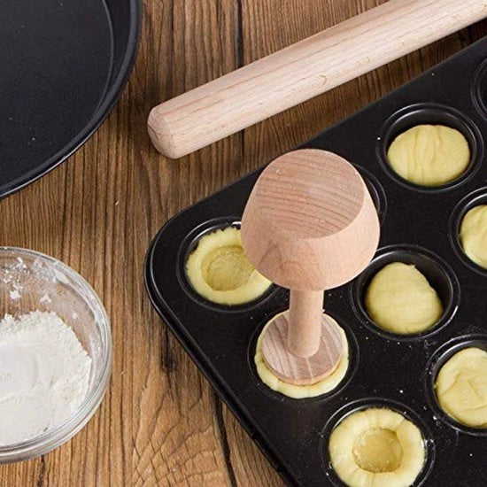 Strumento per impastare il pane in legno, doppio uso, 14x4,7 cm, progettato ergonomicamente, sicuro per alimenti, forma a cupola