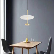 Trade Shop - Lampadario A Sospensione Luce 4000k Led 12w Disco Paralume Piatto Oro Rotondo 33139 -