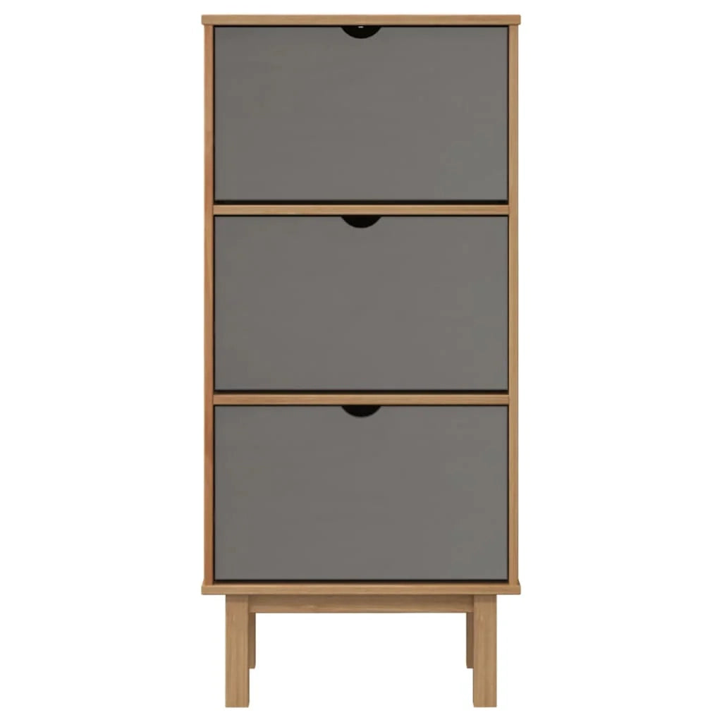 Scarpiera mobile contenitore per scarpe mobile ingresso/corridoio/soggiorno con 3 cassetti legno di pino grigio 02_0022036