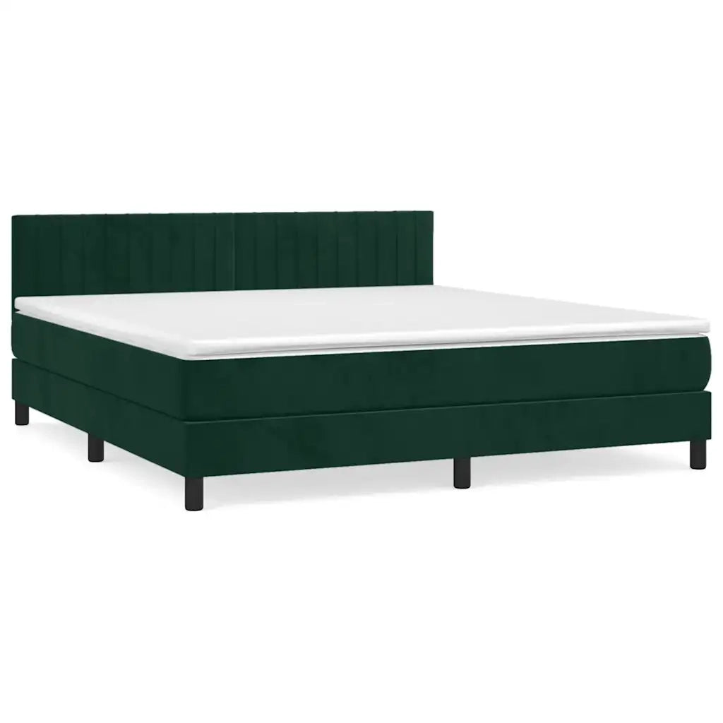 Giroletto a Molle con Materasso Verde Scuro 160x200 cm Velluto 3141434