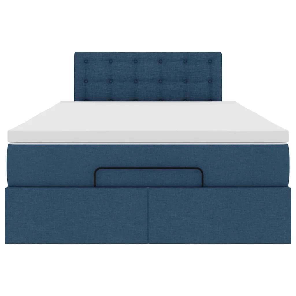 Struttura Letto Pouf con Materasso Blu 120x190 cm in Tessuto 3311614