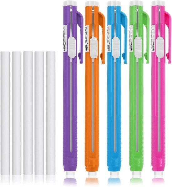 Set di Sfumini a Stilo - 5 gomme - Sfumino a Stilo con Scatola - Sfumino Meccanico - Penna Sfumino per Studenti e Artisti - Scrittura e Disegno - Materiali per la Scuola e l'Ufficio.