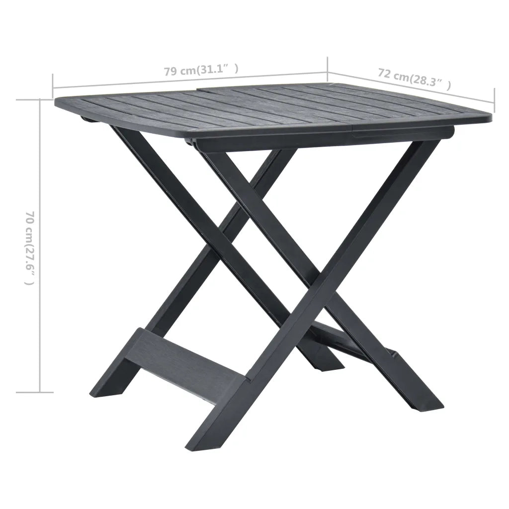 Tavolo da Giardino Antracite 79x72x70 cm in Plastica 48792