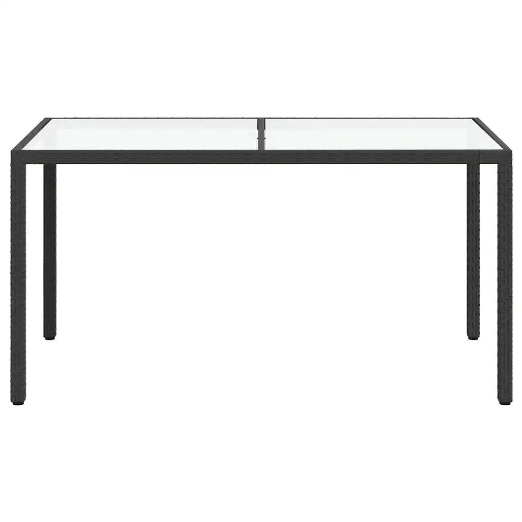 Tavolo Giardino 150x90x75 cm Vetro Temperato e Polyrattan Nero cod mxl 34446