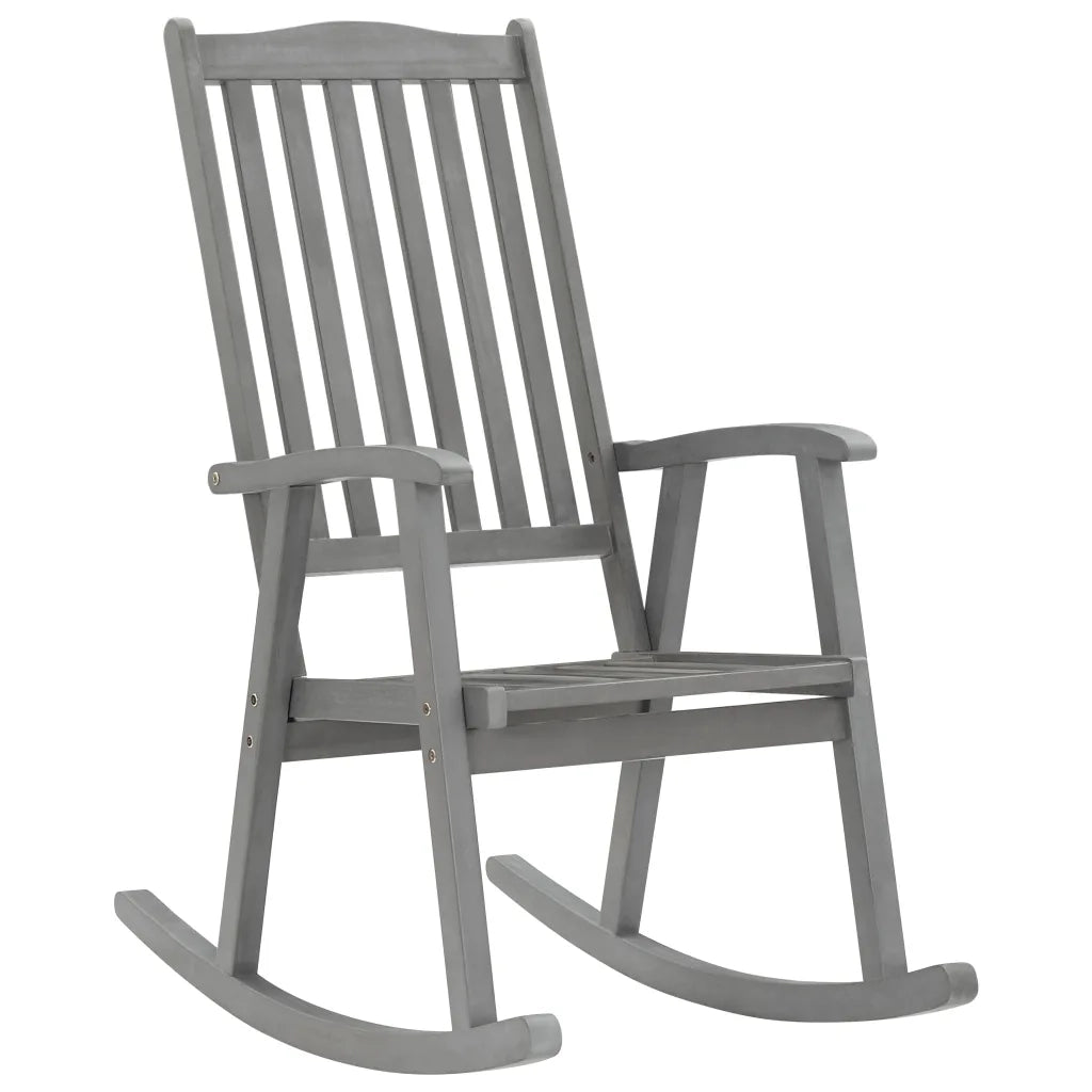 Sedia a Dondolo con Cuscini Grigia in Legno Massello di Acacia cod mxl 44209