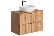 Set mobili bagno 80 cm con piano e lavabo da appoggio Smile Adel Oak 80 cm