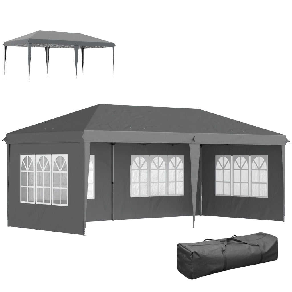 Tonnelle Pop-Up Pieghevole ¨C Zephmum ¨C 3x6m Grigio Antracite 3 Lati Smontabili
