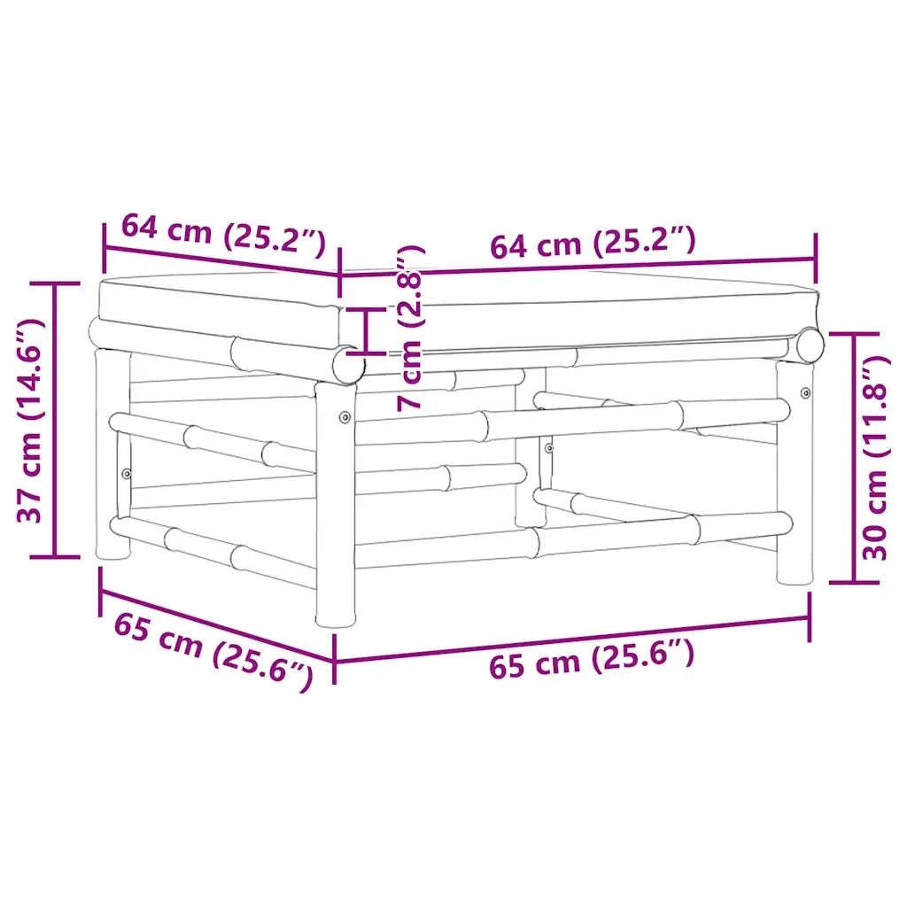 Poggiapiedi da Giardino con Cuscini Grigio Scuro in Bamb¨´ CFW2455886