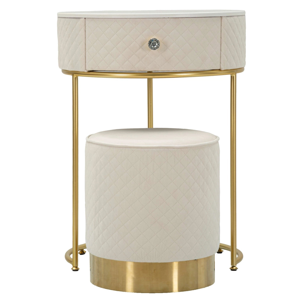 Mobile da Trucco Mbale, Toeletta un Cassetto, 52x52x70h cm Bianco Crema