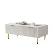 Tavolino da caffè con 2 cassetti - per soggiorno - in MDF - 100×50×40 cm - bianco