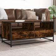 Tavolino Rovere Fumo 100x50x45cm in Legno Multistrato e Metallo