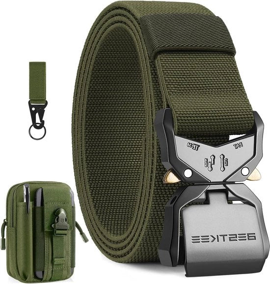 Riema di lavoro tattica per uomo con chiusura rapida e gancio metallico da 38 mm - colore B verde Unico modello