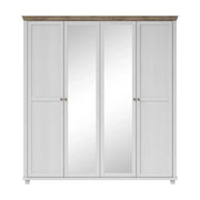 Armadio 200x220 con 4 porte. Colori bianco e rovere. Collezione ASSIA