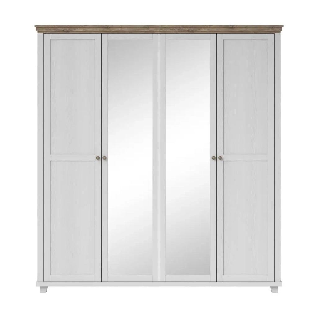 Armadio 200x220 con 4 porte. Colori bianco e rovere. Collezione ASSIA