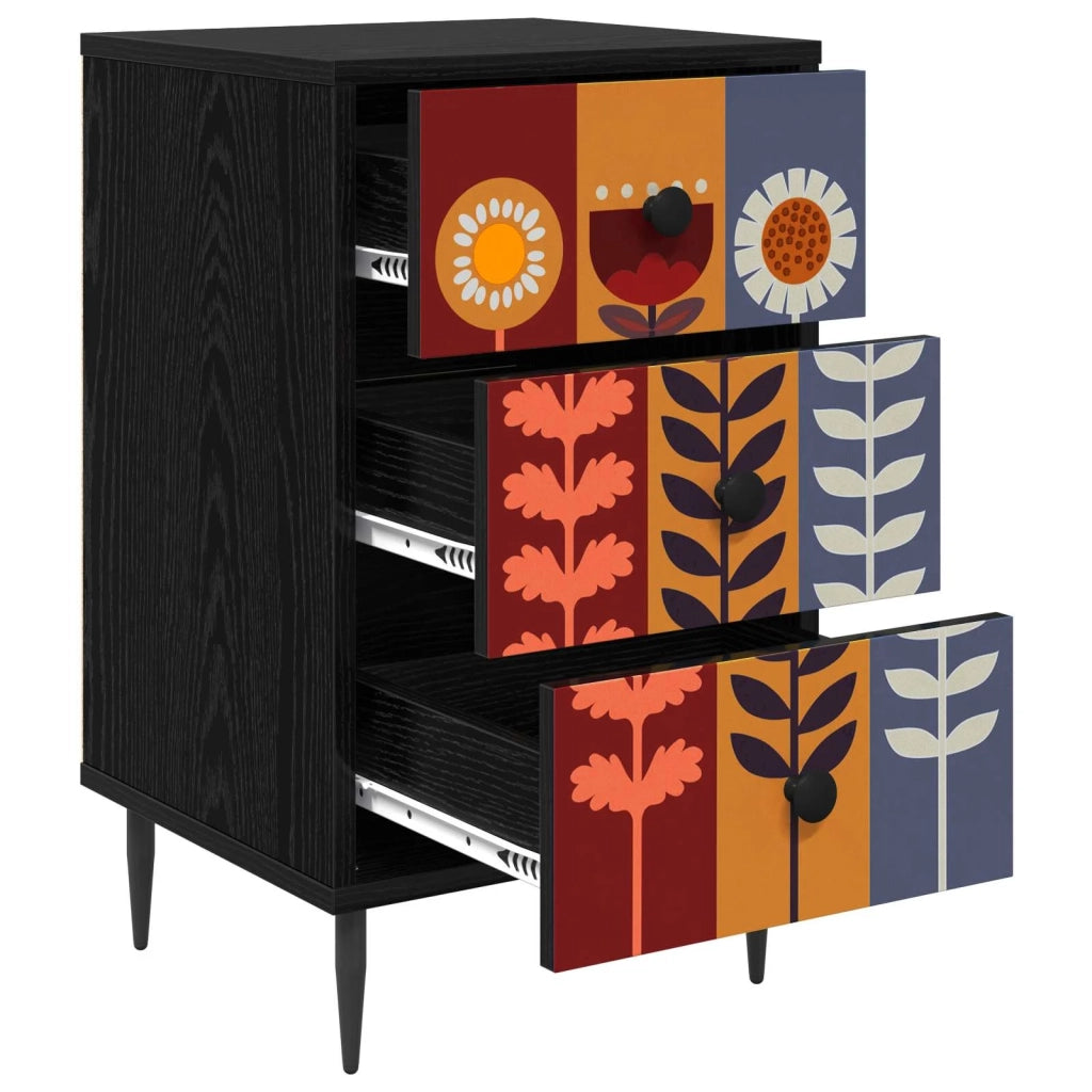 Armadio da Notte ESSEN 2 pz Rovere Nero 36 x 33 x 61 cm 8007336