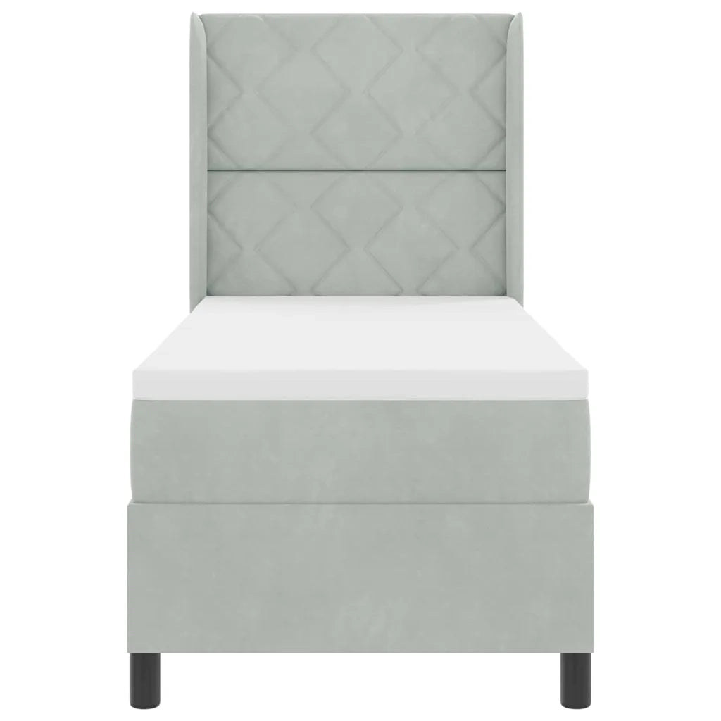 Letto a molle con testiera Grigio chiaro 80 x 200 cm Velluto 3342032