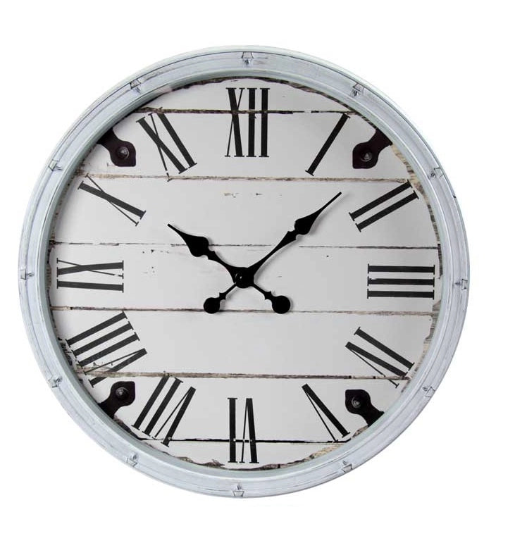 OROLOGIO DA PARETE CON CORNICE IN PLASTICA E NUMERI ROMANI 50X50X5 CM BIANCO