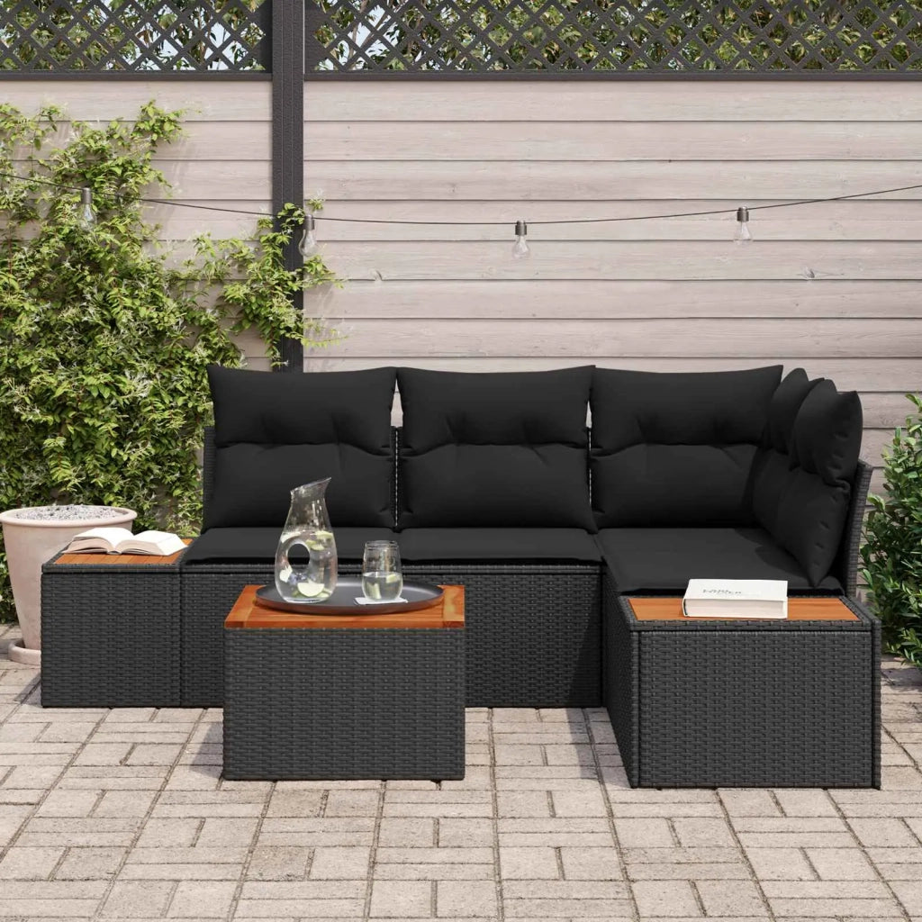 Set Divano da Giardino con cuscino 4 pcs Nero Polyrattan 3356748