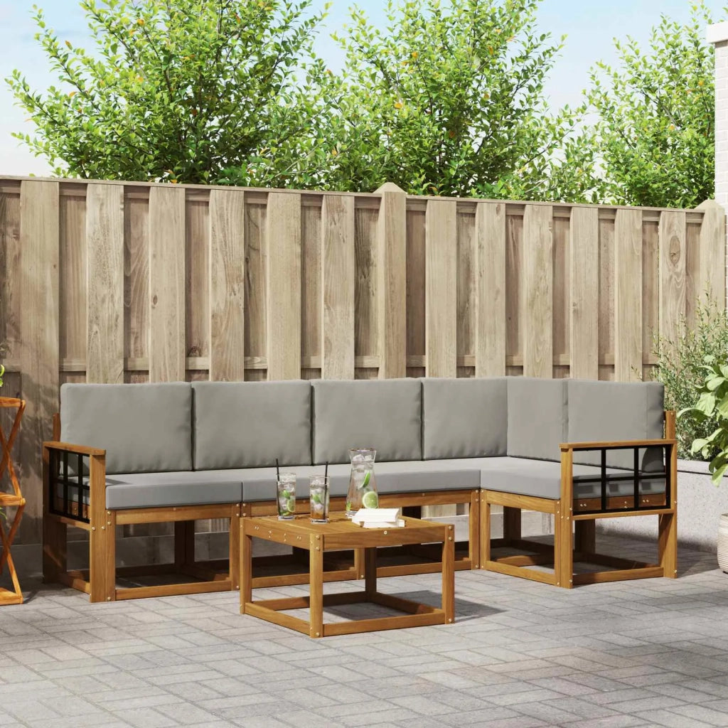 Set di divani da esterno 6 pcs Grigio Naturale e Chiaro 3366439