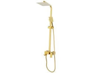 Set di doccia regolabile in messingsolido dorato, composto da doccia a pioggia e doccia manuale con tubo in acciaio inossidabile.
