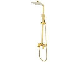 Set di doccia regolabile in messingsolido dorato, composto da doccia a pioggia e doccia manuale con tubo in acciaio inossidabile.