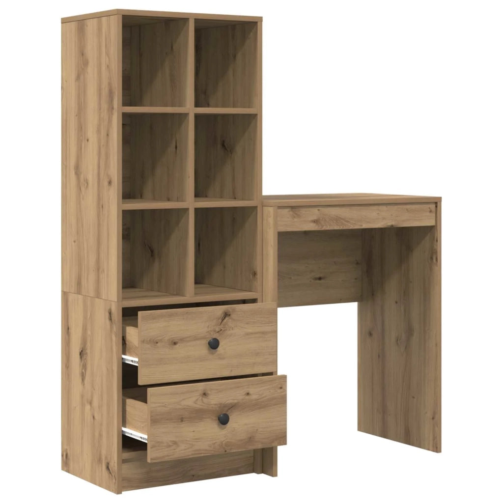Scrivania con cassetto con lo scaffale 2 pcs Rovere artigianale 3337304
