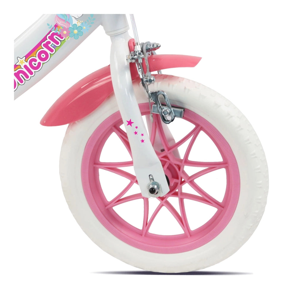 Bicicletta per Bambine 12" Unicorn Freno Caliper e Stabilizzatori in Acciaio Hi-Ten Rosa