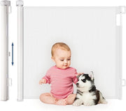Sistema di sicurezza per scale, scale e corridoi, apribile da 0 a 180 cm, larga apertura, apertura con una mano, porta per bambini e animali domestici, recinzione per bambini, porta a rete per scale, scale, corridoi, bianco