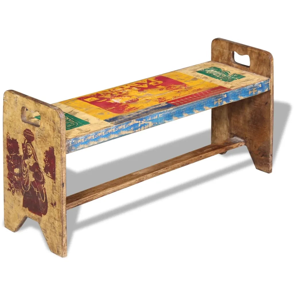 Panchina Cola in Legno Massello di Recupero 100x30x50 cm 243457
