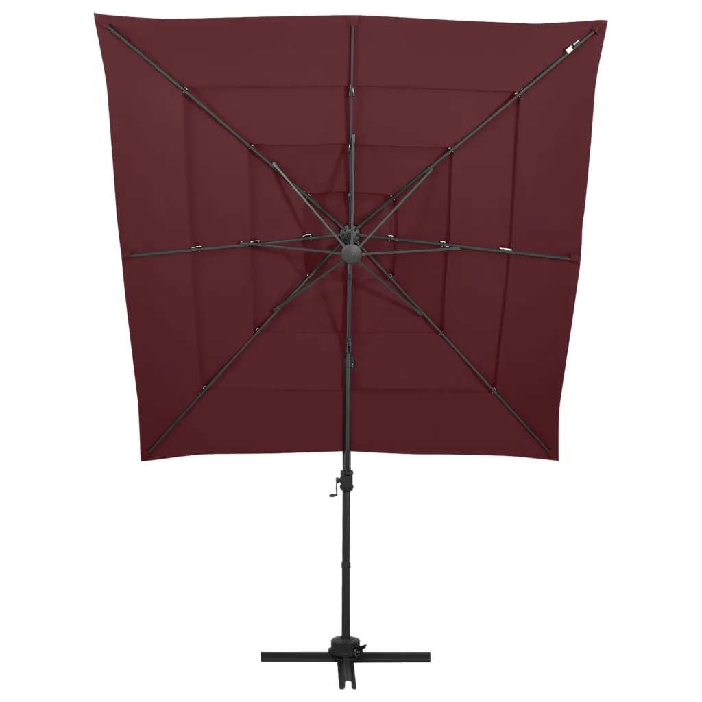 Ombrellone a 4 Livelli Palo in Alluminio Rosso BordÃ² 250x250 m