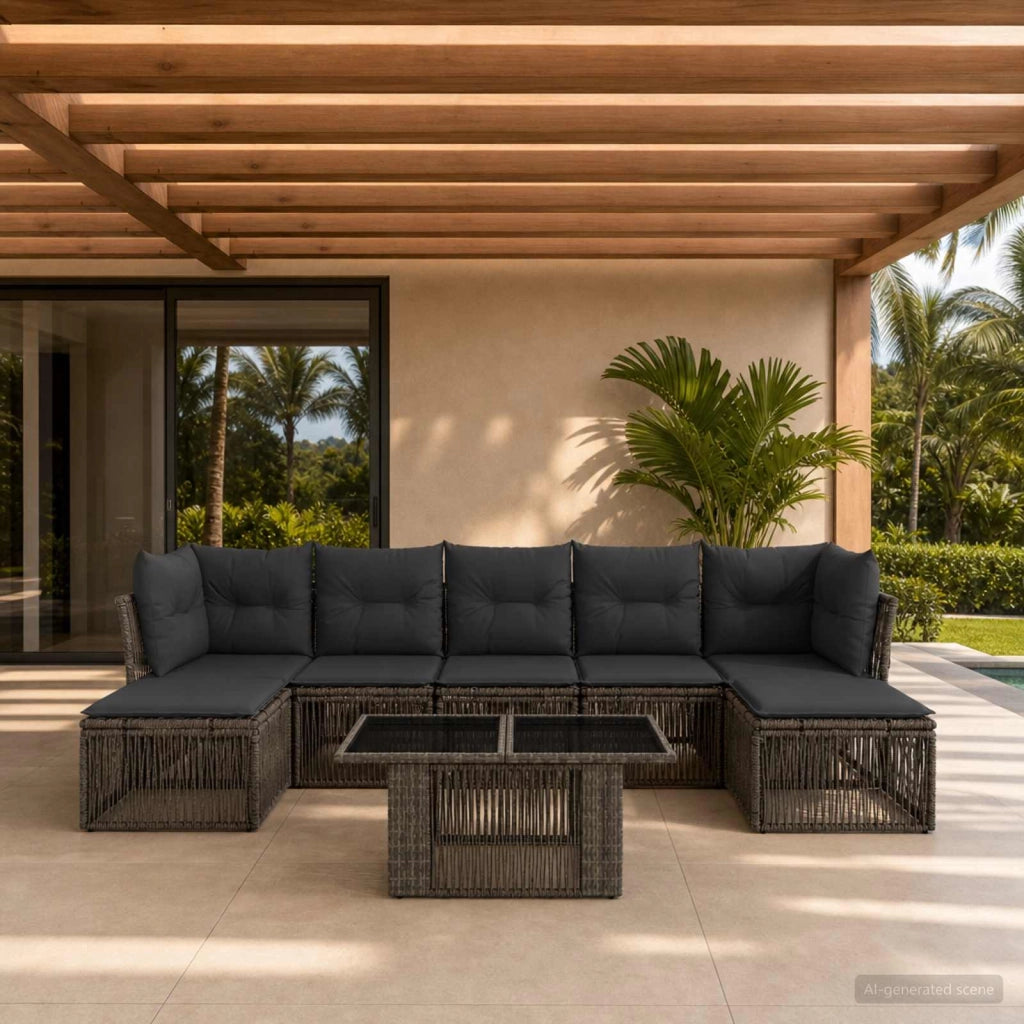Set Divano da Giardino 8 pz Grigio polyrattan 3436511