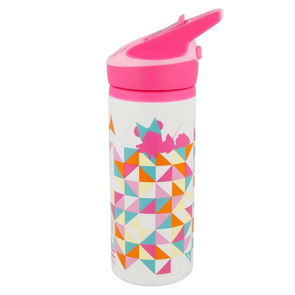 Borraccia 710ml con Sistema di Apertura Rapida Motivo geometrico in alluminio Rosa Minnie Mouse
