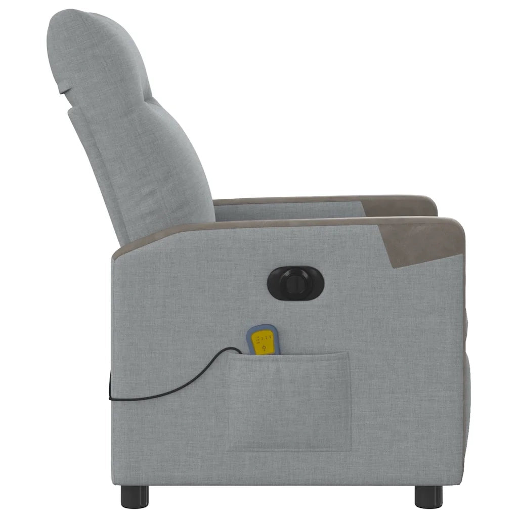 Divano Sedia-Poltrona Reclinabile Massaggio Elettrica Grigio Chiaro Tessuto 774908