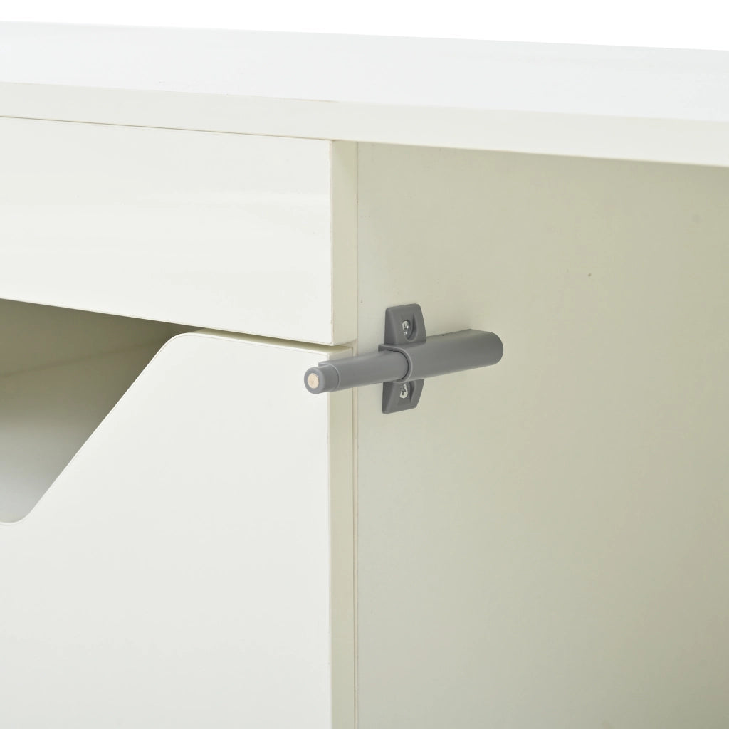 Mobile porta TV con 2 cassetti, 2 vani aperti e 2 ante, LED, legno truciolare bianco 180 × 40 × 45 cm