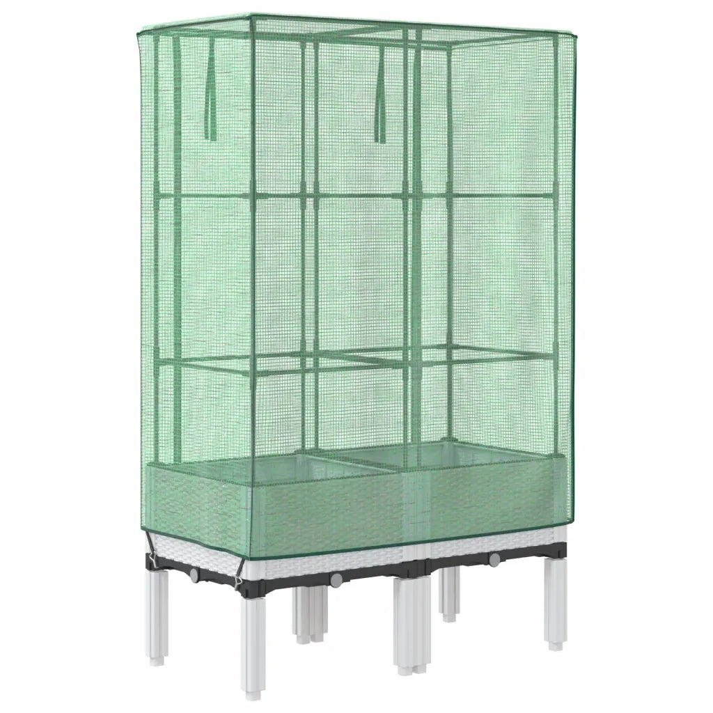 Fioriere | Cassetta per fiori | Letto Rialzato con Copertura Serra Effetto Rattan 80x40x140 cm