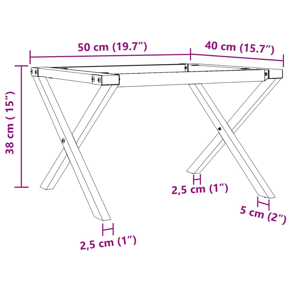 Telaio Gambe a X per Tavolino da Salotto 50x40x38 cm in Acciaio
