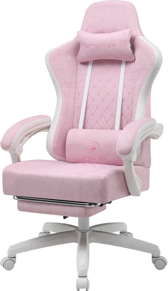 Sedia da gaming, ergonomica con cuscino a molle insacchettate, braccioli e poggiapiedi articolati, sedia per computer ergonomica con schienale alto con supporto lombare PW