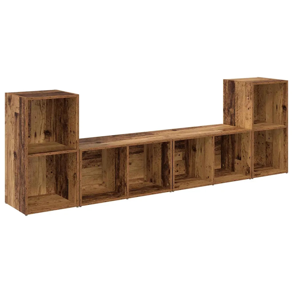 vidaXL Set mobile TV 4 pcs Legno vecchio 37 x 35 x 72 cm