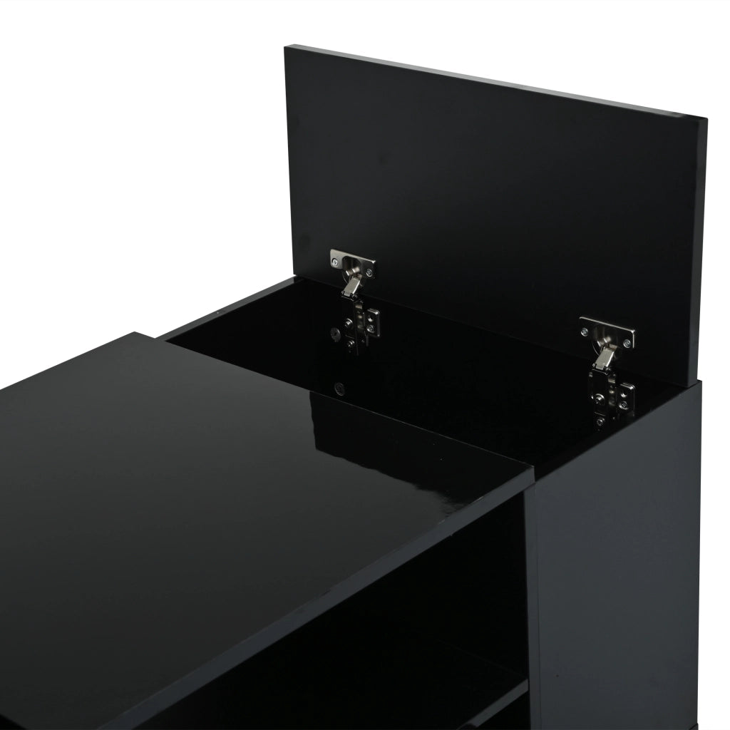 TAVOLINO DA SALOTTO 100 x 50 x 40 cm Nero lucido con LED