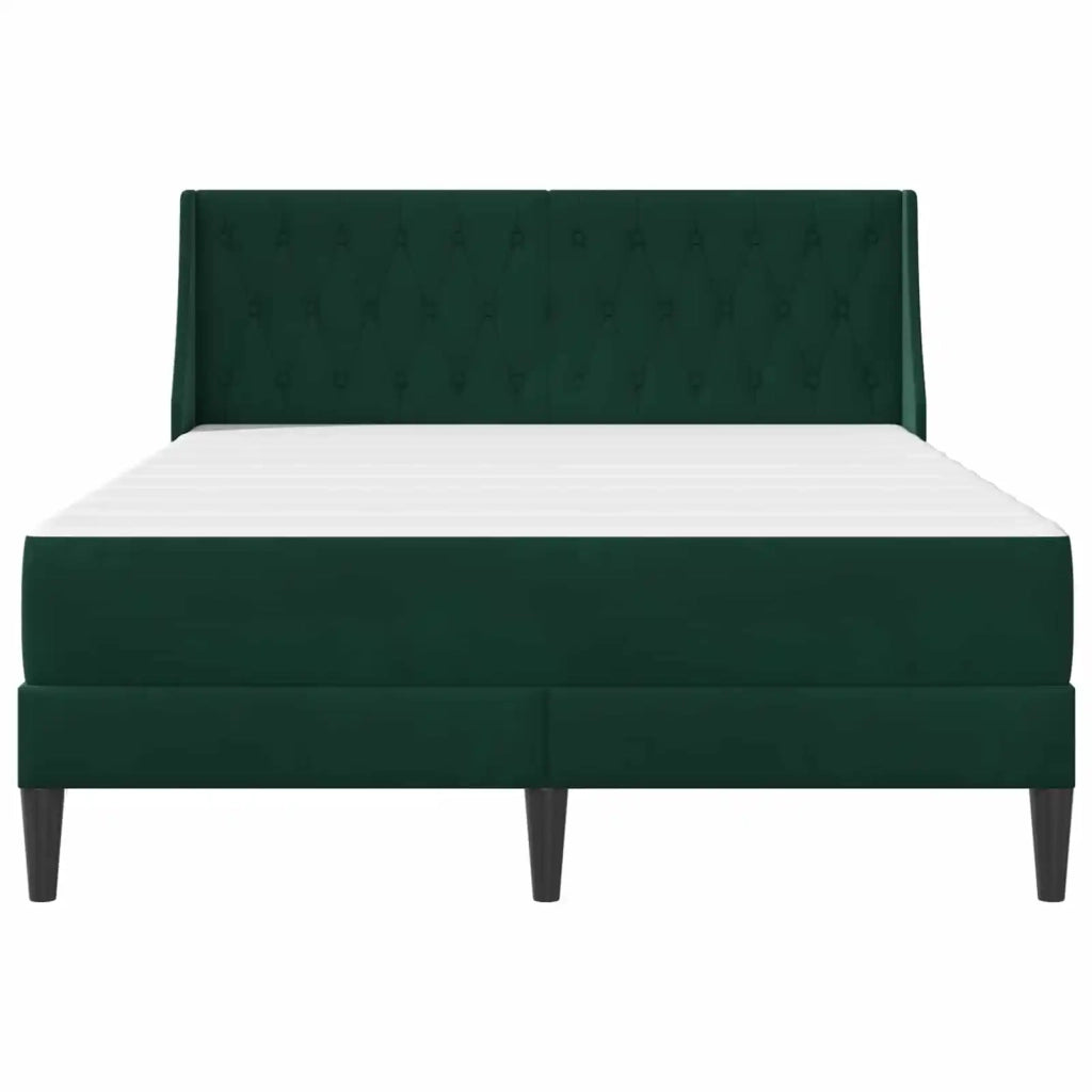 Struttura letto con materasso Verde Scuro 140 x 190 cm Velluto