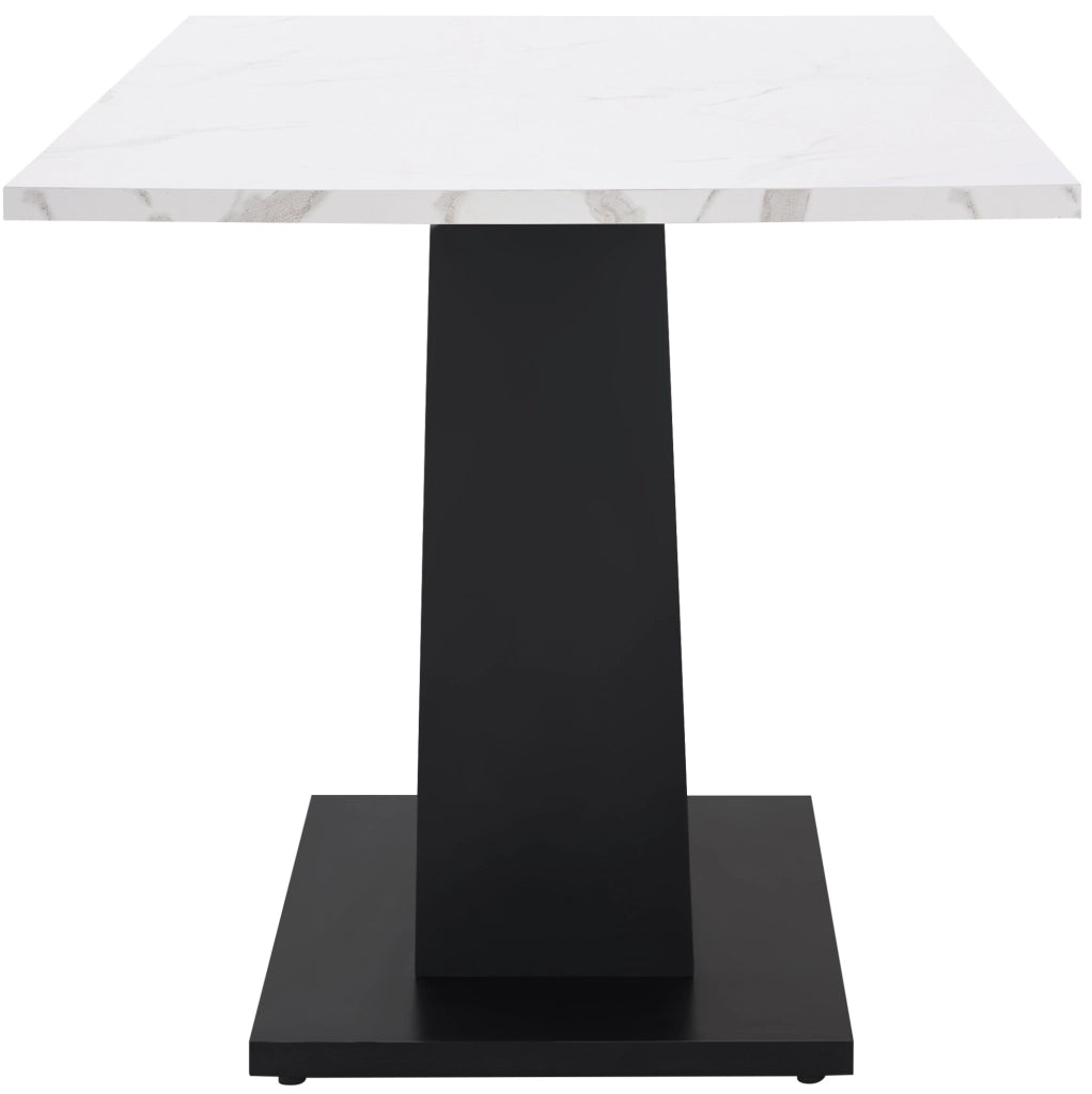 Tavolo da pranzo 140x75x75.5 cm rettangolare con piedini regolabili; MDF e metallo bianco e nero