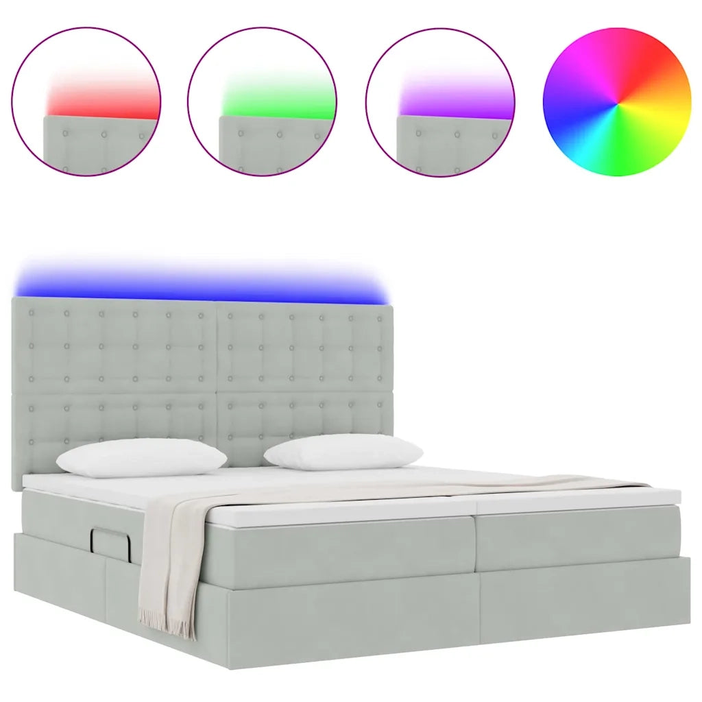 Letto con testiera Grigio chiaro 200 x 200 cm Velluto